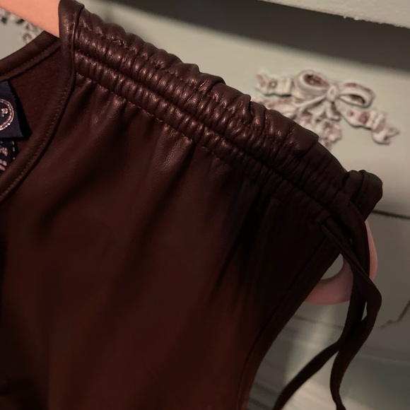 L Vegan Leather Dress Brown - Picture 3 of 5